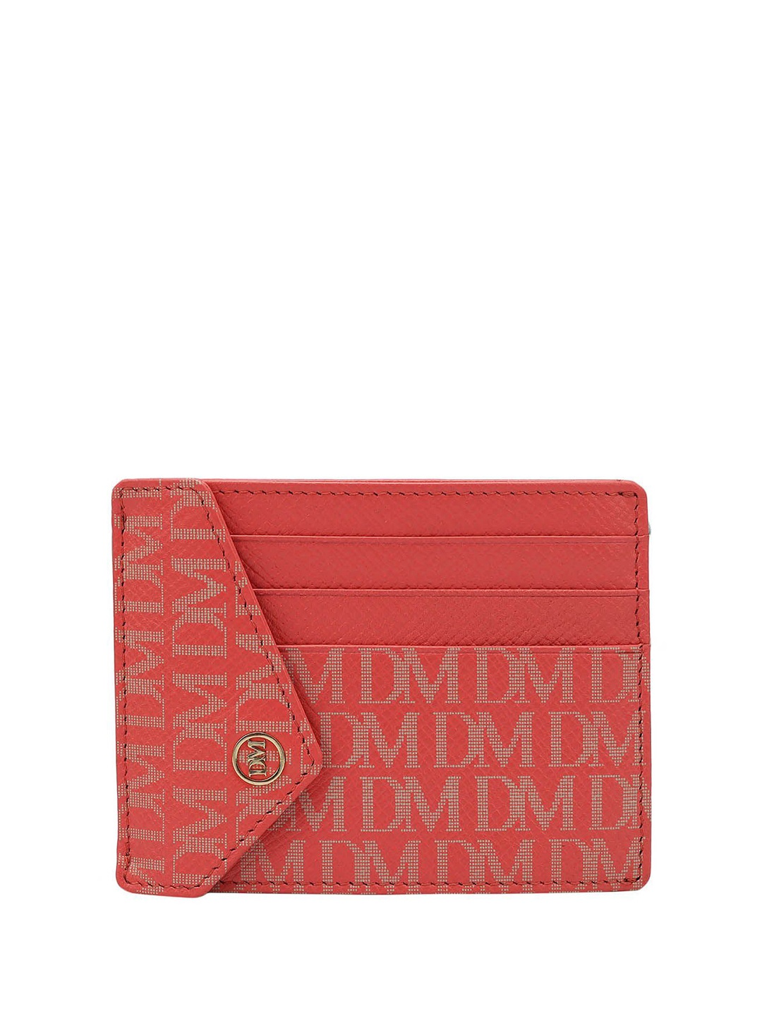 

Da Milano Unisex Logo Printed Leather Flap Over Wallet, Rust