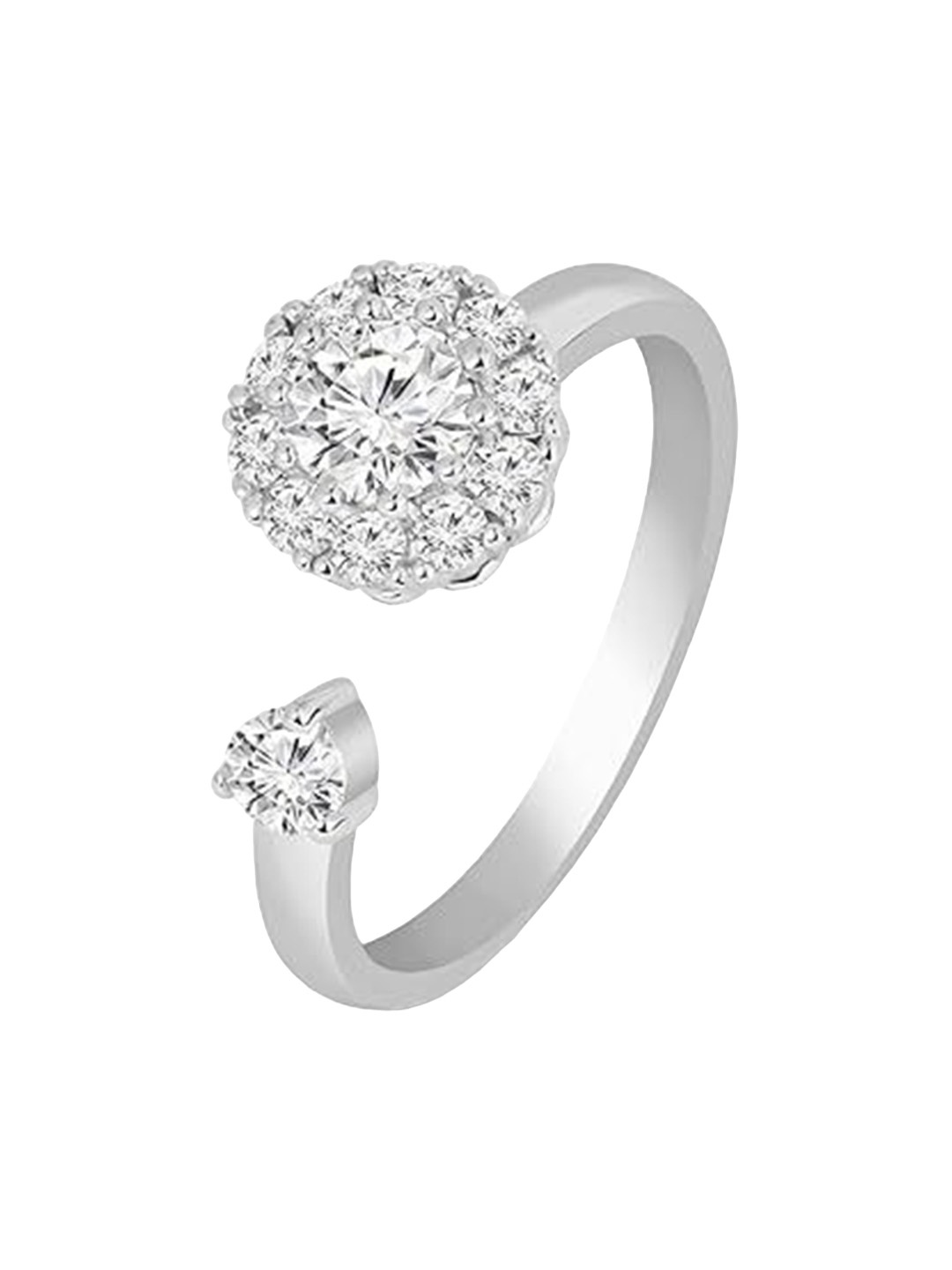 

Paavni 925 Sterling Silver Rhodium Plated Cubic Zirconia Studded Finger Ring