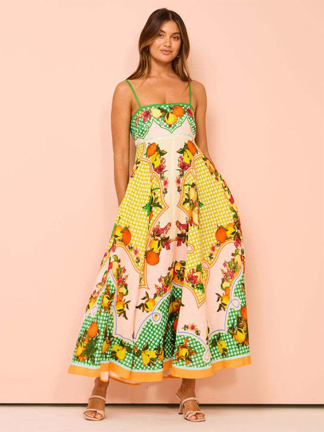 

StyleCast x Revolte Floral Printed Fit and Flare Maxi Dress, Yellow