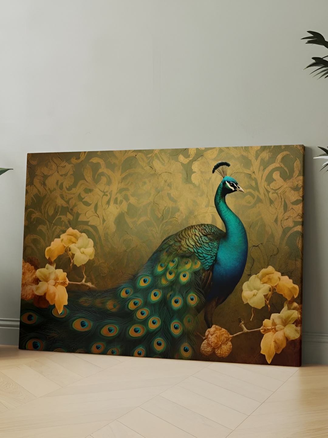 

CLAWCRAFTS Yellow and Green Wooden Birds and Animals Wall Paintings