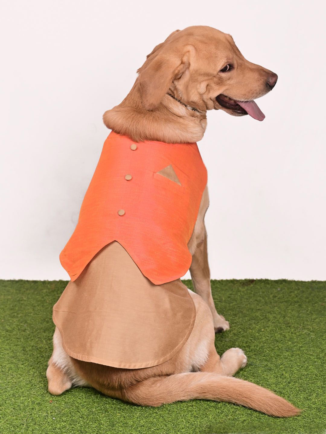 

VASTRAMAY Solid Poly Silk Dog Dress, Orange