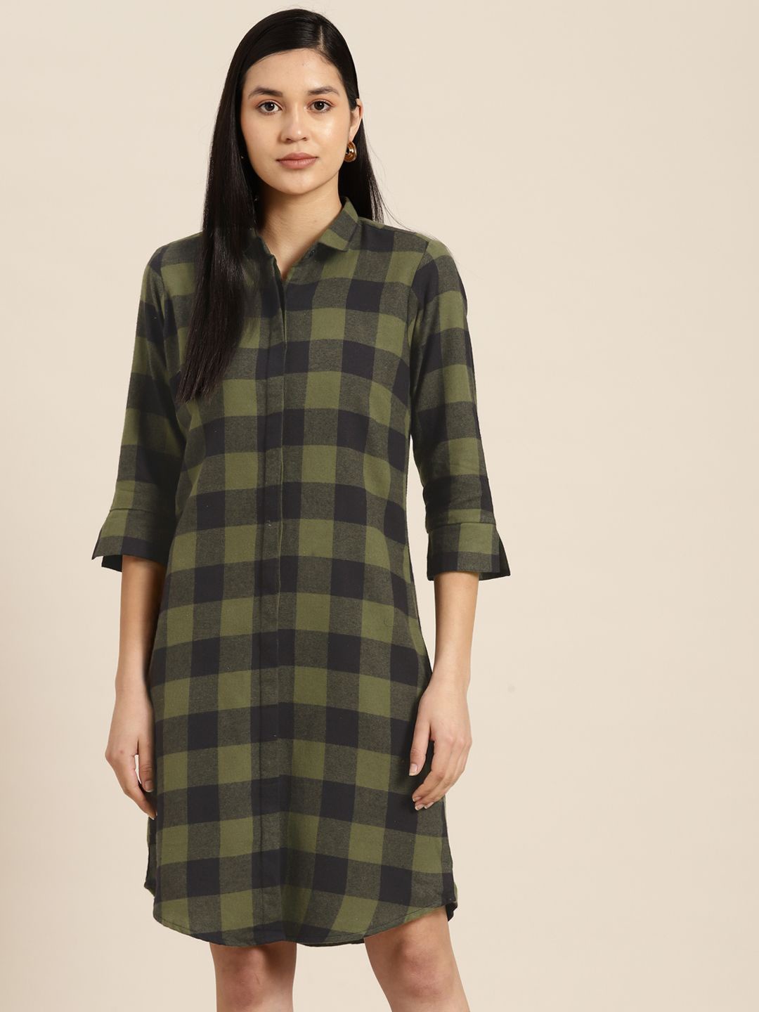 

Hancock Checked Shirt Dress, Green