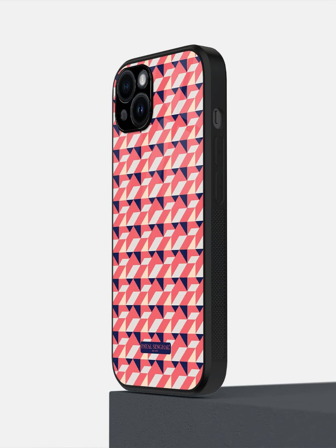 

macmerise Geometric Printed iPhone 14 Plus Back Case Mobile Accessories, Red