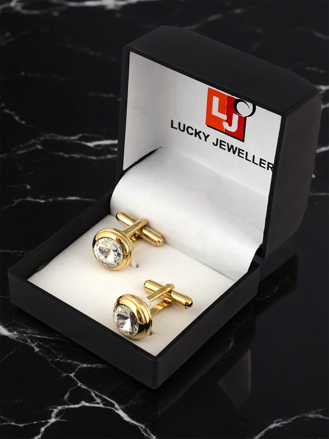 

LUCKY JEWELLERY Men Formal Cufflinks Pair Set, Gold