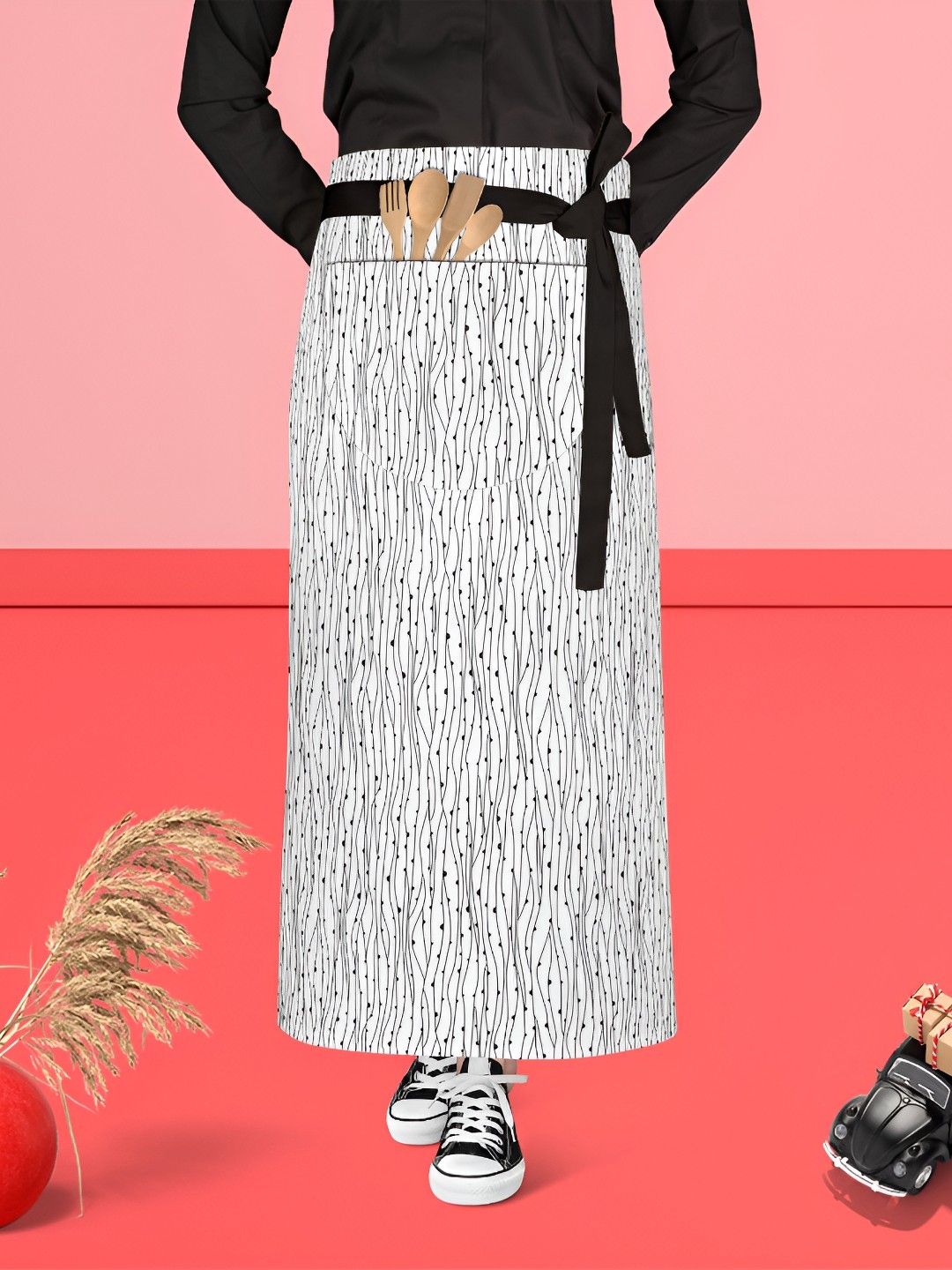 

ArtzFolio Black & White Printed Cotton Aprons