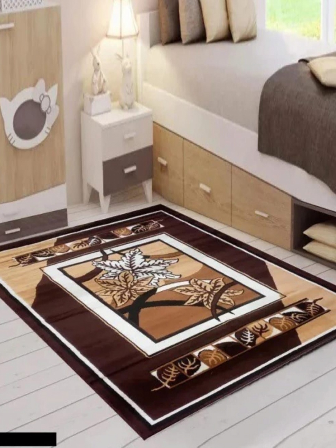 

Samjeeda Handloom carpets Red Geometric Anti-Skid Woollen Carpet