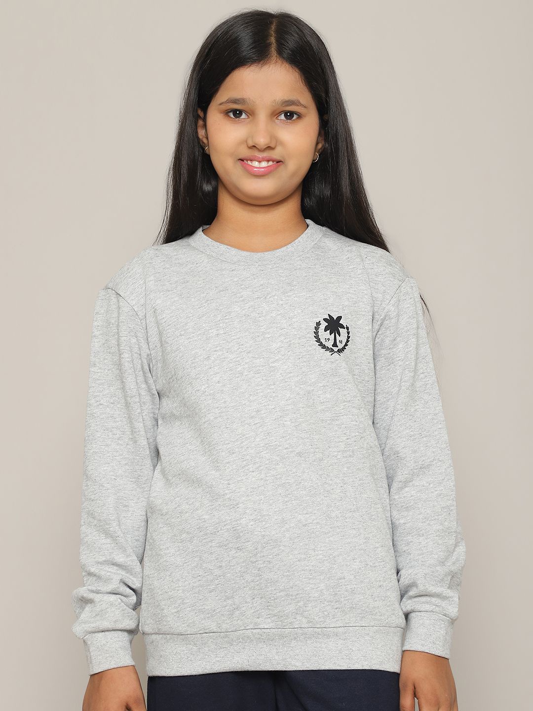 

Rute Girls Cotton Round Neck Full Sleeves Sweatshirt, Grey