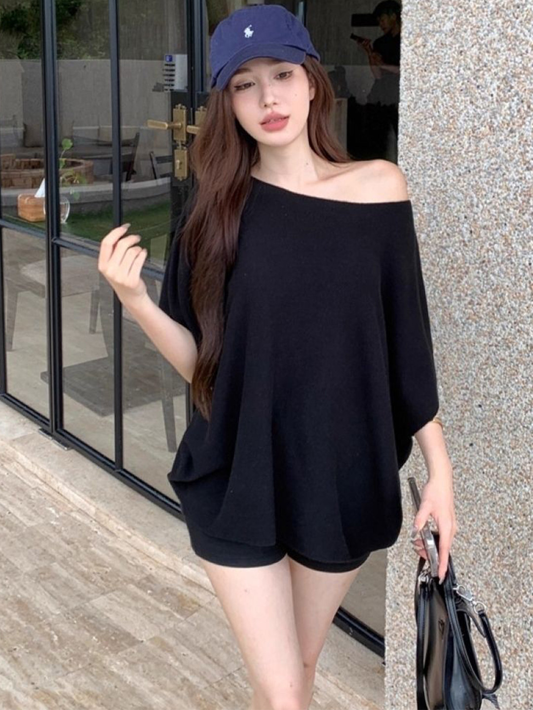 

HERE&NOW Women One Shoulder Top, Black