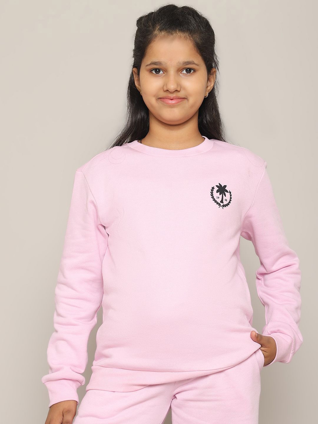 

Rute Girls Round Neck Long Sleeves Pullover Sweatshirt, Pink