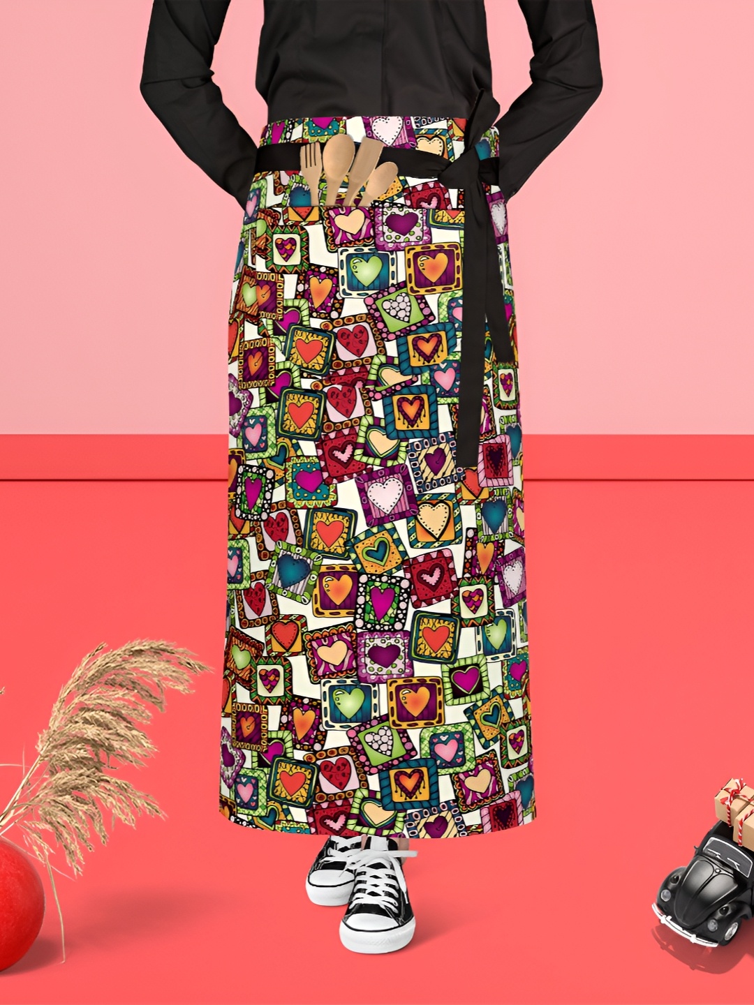 

ArtzFolio Purple & Red Printed Cotton Waist Apron