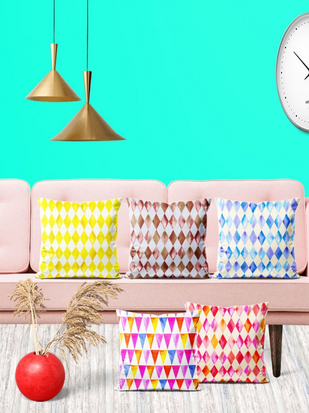 

ArtzFolio Multicoloured Set of 5 Square Cushion Covers, Multi
