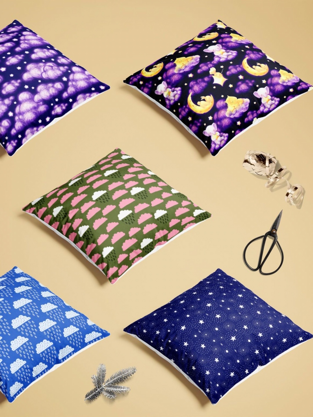

ArtzFolio Multicoloured Set of 5 Square Cushion Covers, Multi