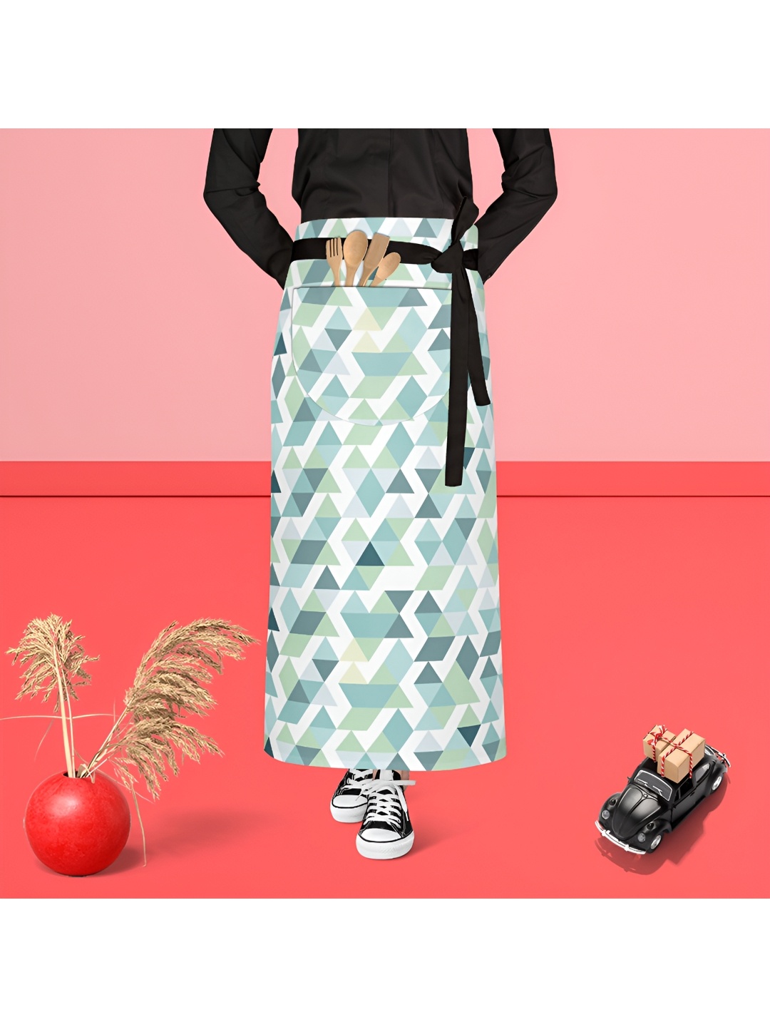 

ArtzFolio Green & White Printed Cotton Aprons