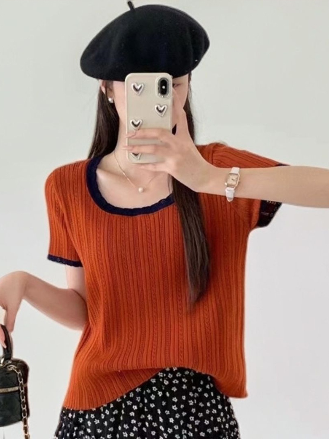 

KPOP Women Round Neck Top, Red
