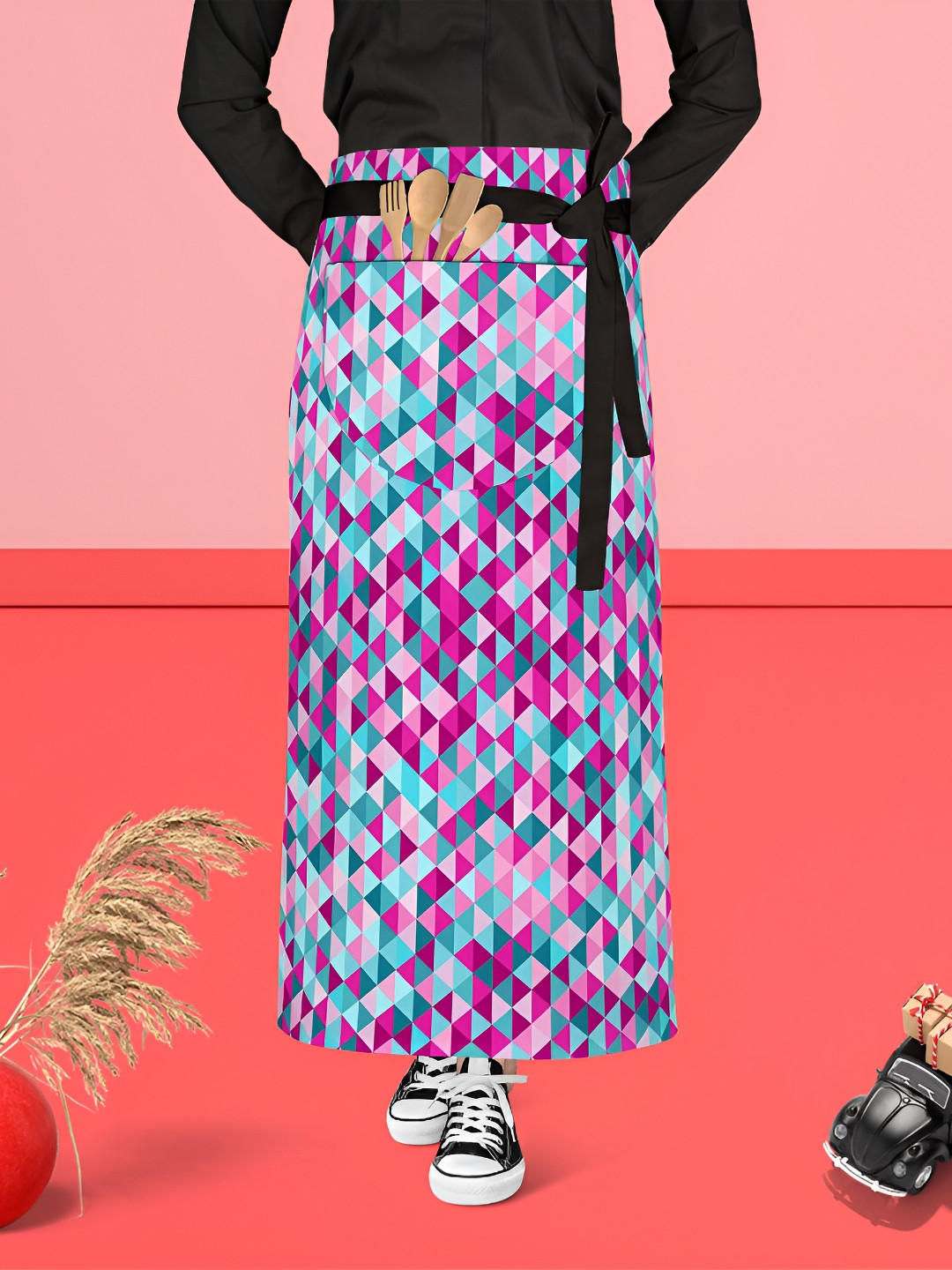 

ArtzFolio Blue & Purple Printed Cotton Waist Apron