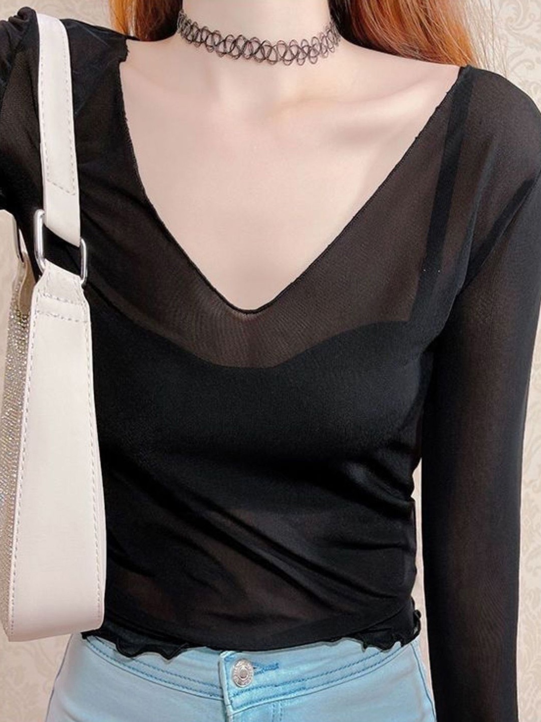 

HERE&NOW Women V-Neck Regular Top, Black