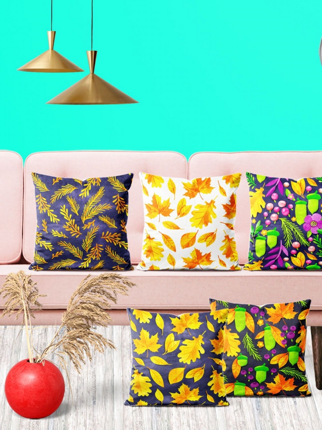 

ArtzFolio Multicoloured Set of 5 Square Cushion Covers, Multi