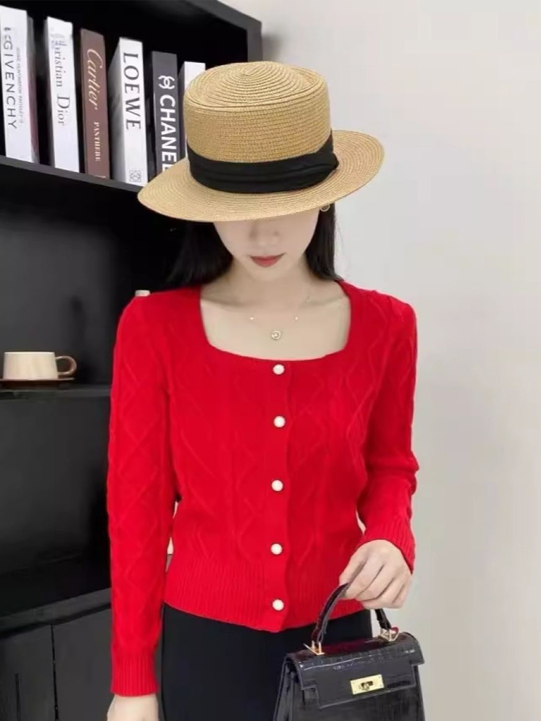 

KPOP Women Square Neck Top, Red