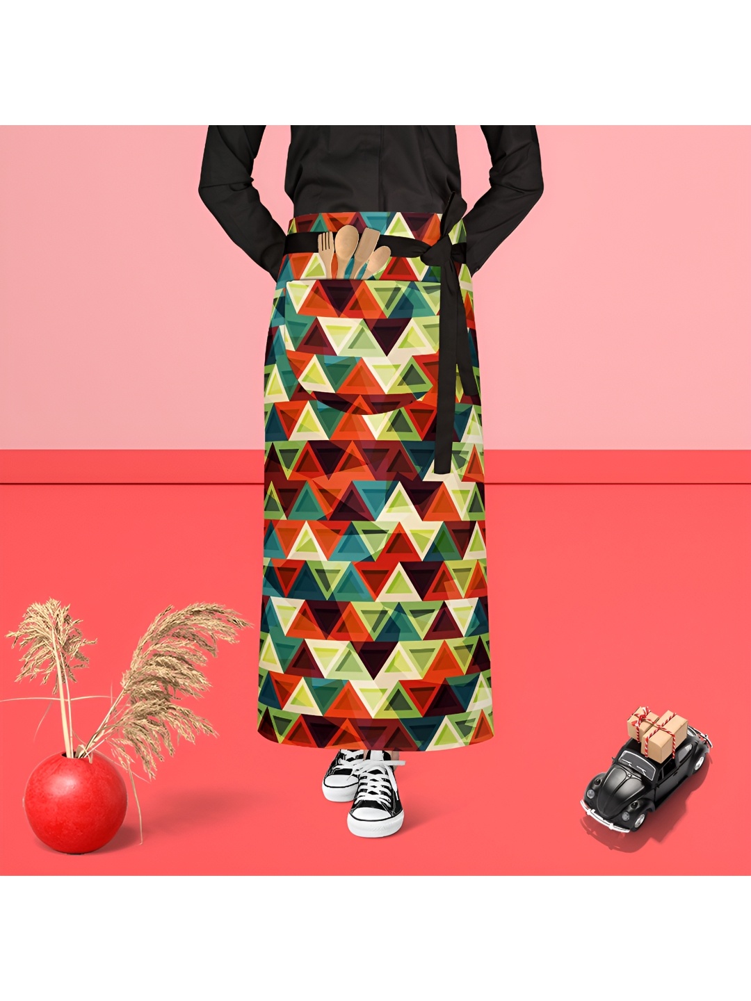 

ArtzFolio Green & Red Printed Cotton Aprons