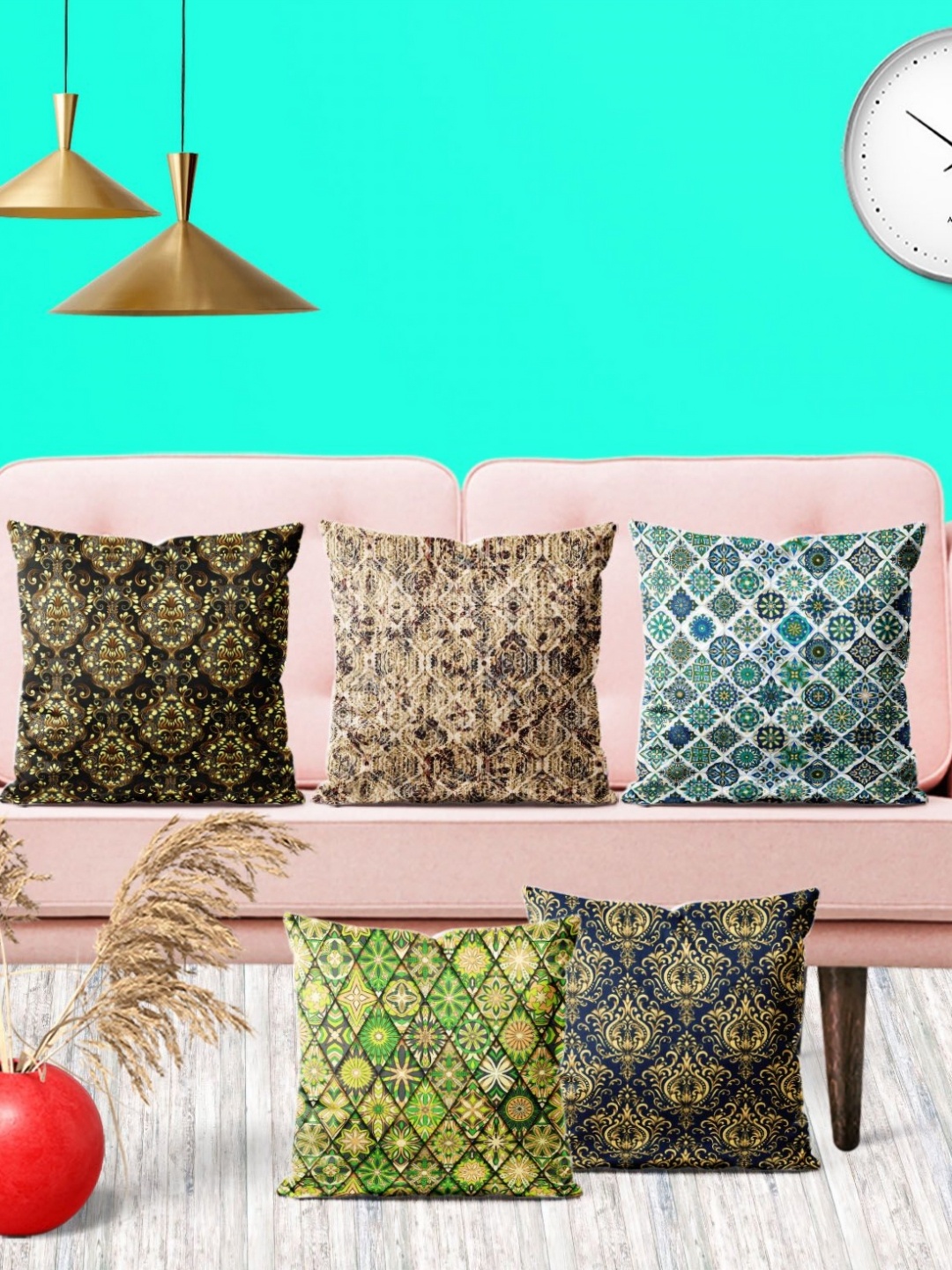 

ArtzFolio Multicoloured Set of 5 Square Cushion Covers, Multi