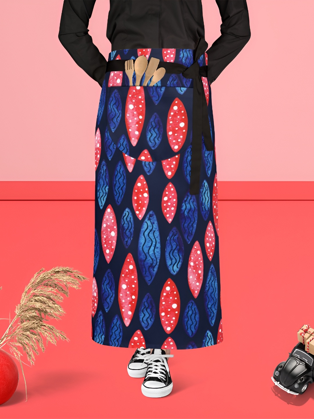 

ArtzFolio Blue & Red Printed Cotton Waist Apron