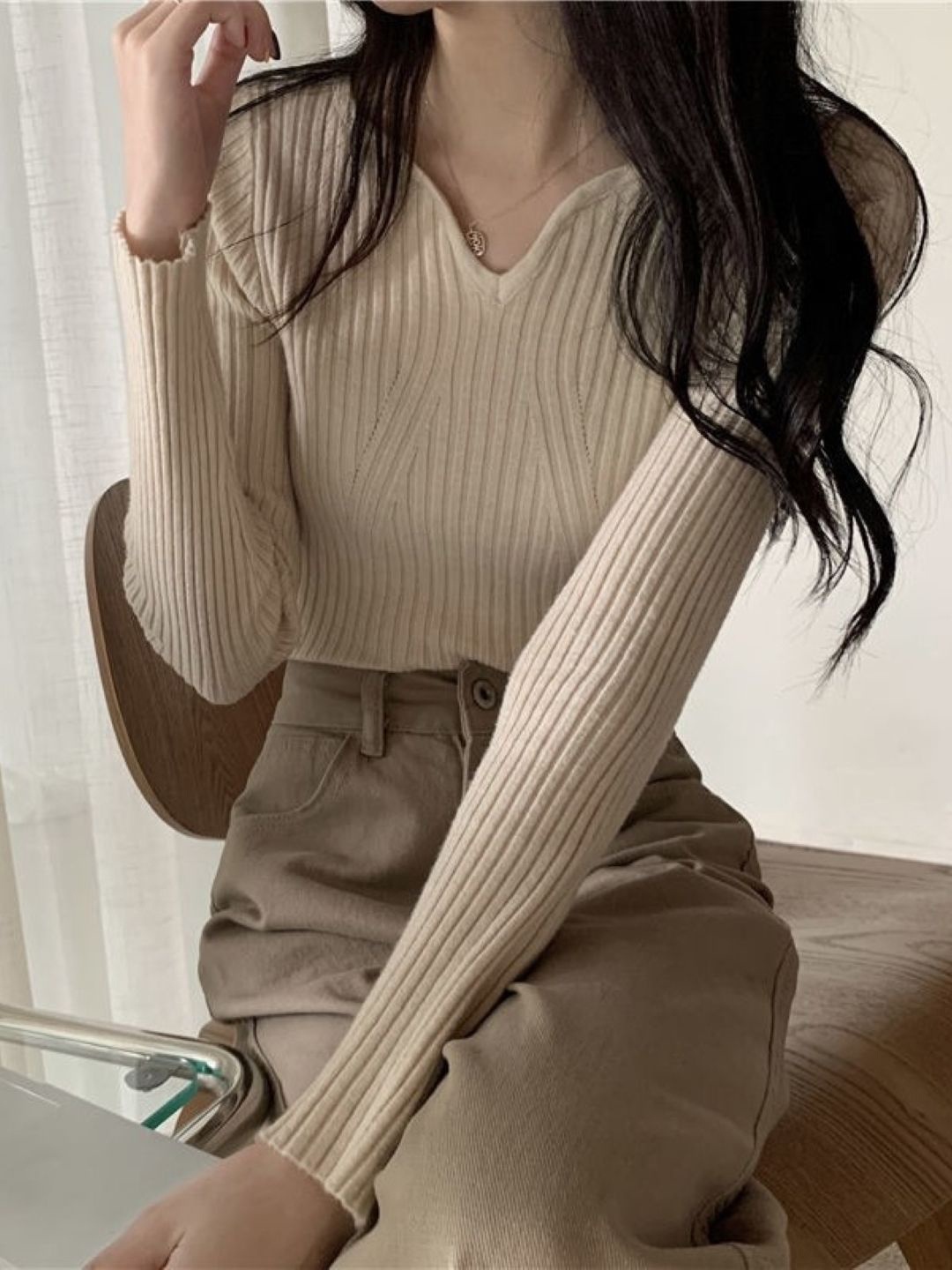 

HERE&NOW Women Sweetheart Neck Top, Khaki