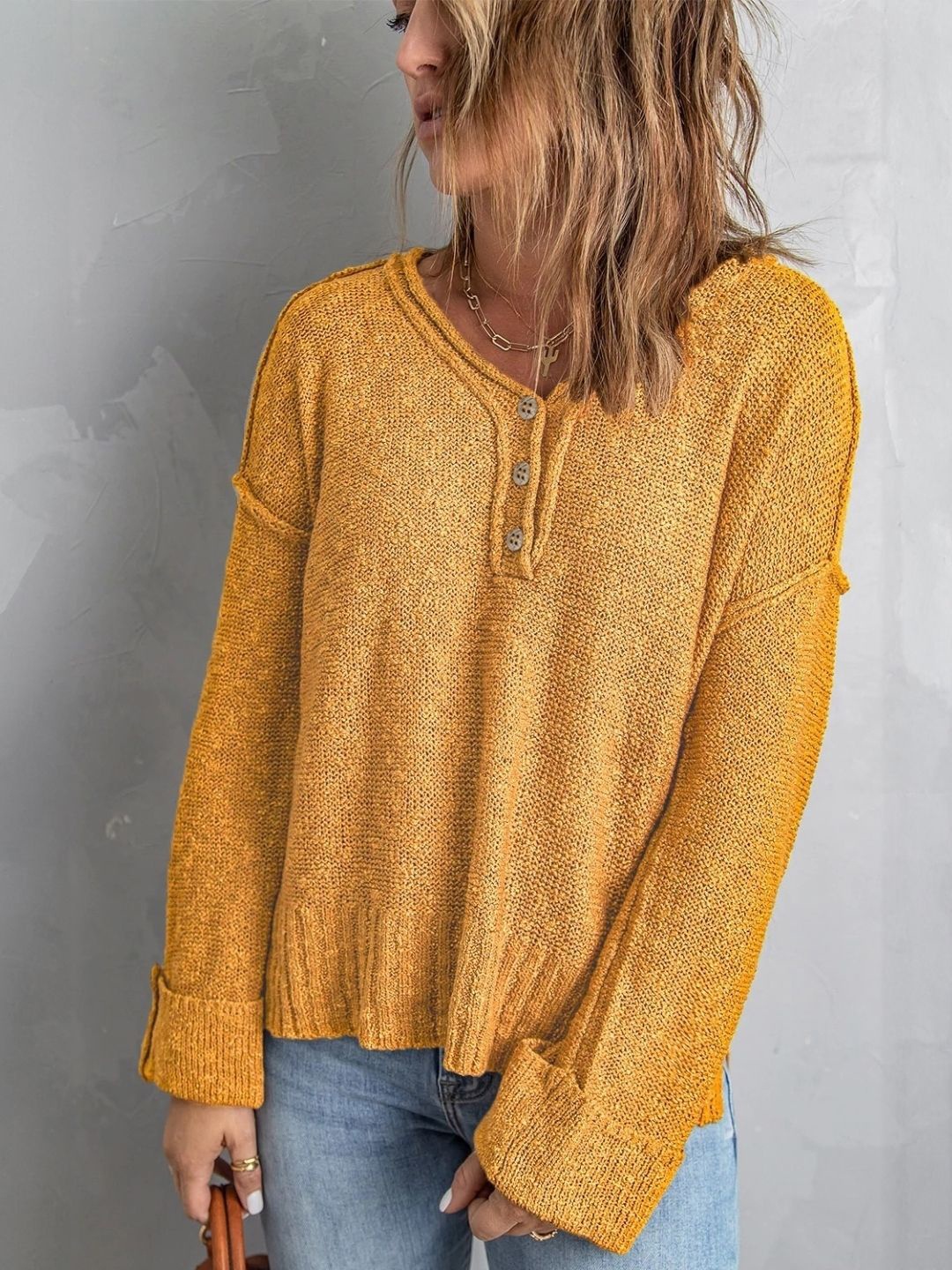 

StyleCast Women V-Neck Long Sleeves Top, Orange