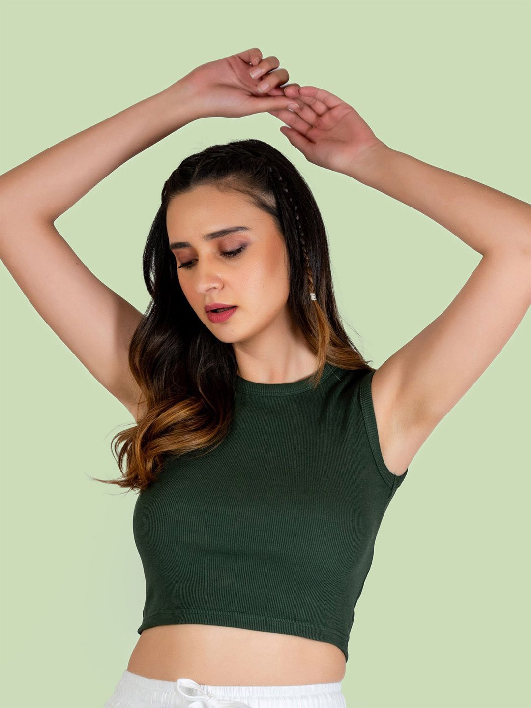 

Nite Flite Women Sleeveless Crop Top, Green