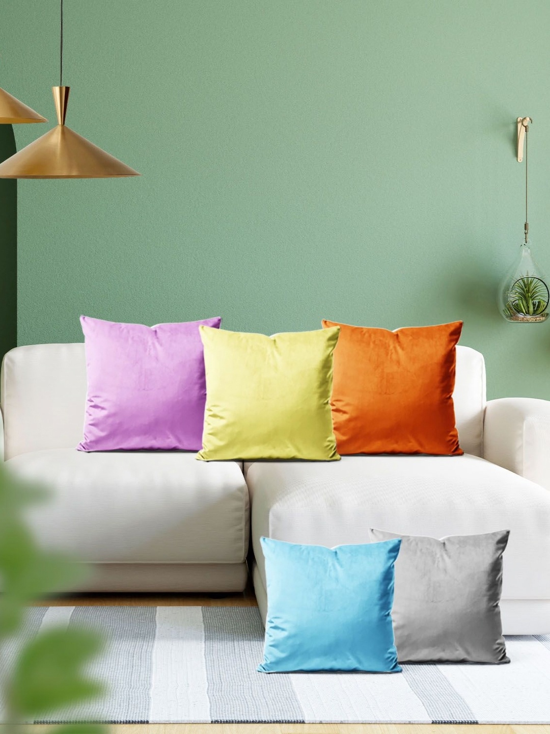

ArtzFolio Multicoloured Set of 5 Velvet Square Cushion Covers, Multi