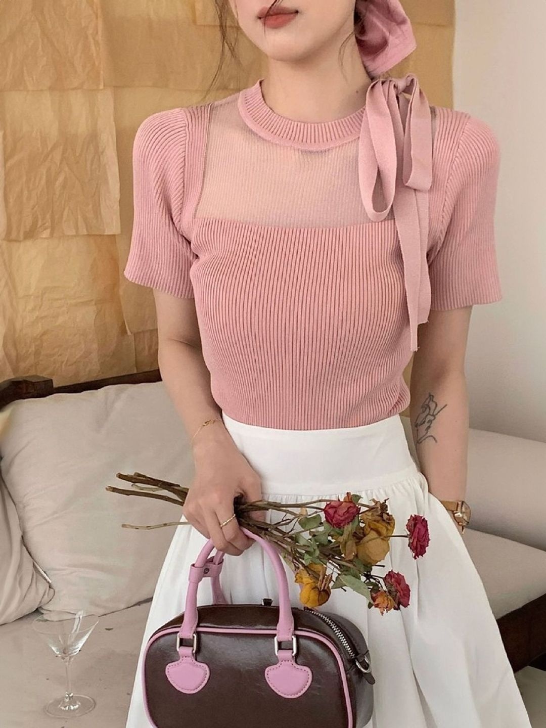 

KPOP Women Round Neck Top, Pink