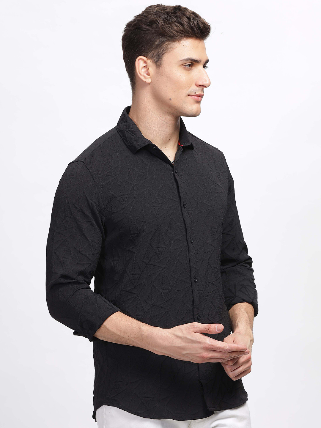 

HOUSE OF MAHNOTS Men Classic Opaque Casual Shirt, Black