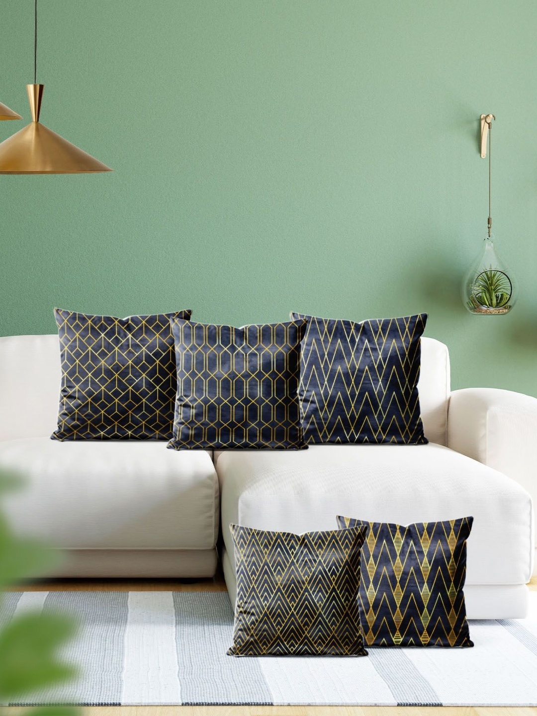 

ArtzFolio Multicoloured Set of 5 Velvet Square Cushion Covers, Multi