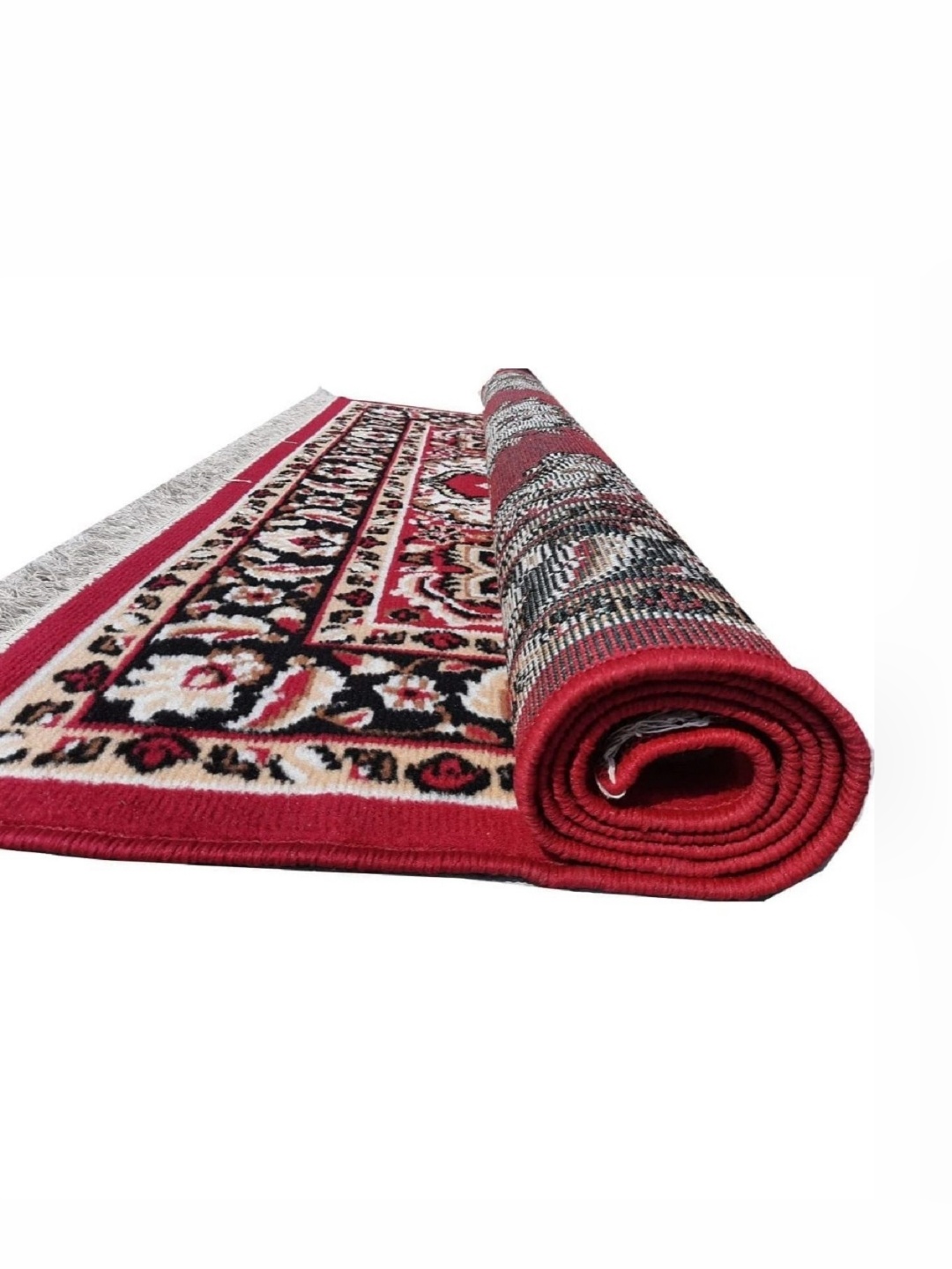 

Samjeeda Handloom carpets Red Geometric Anti-Skid Woollen Carpet