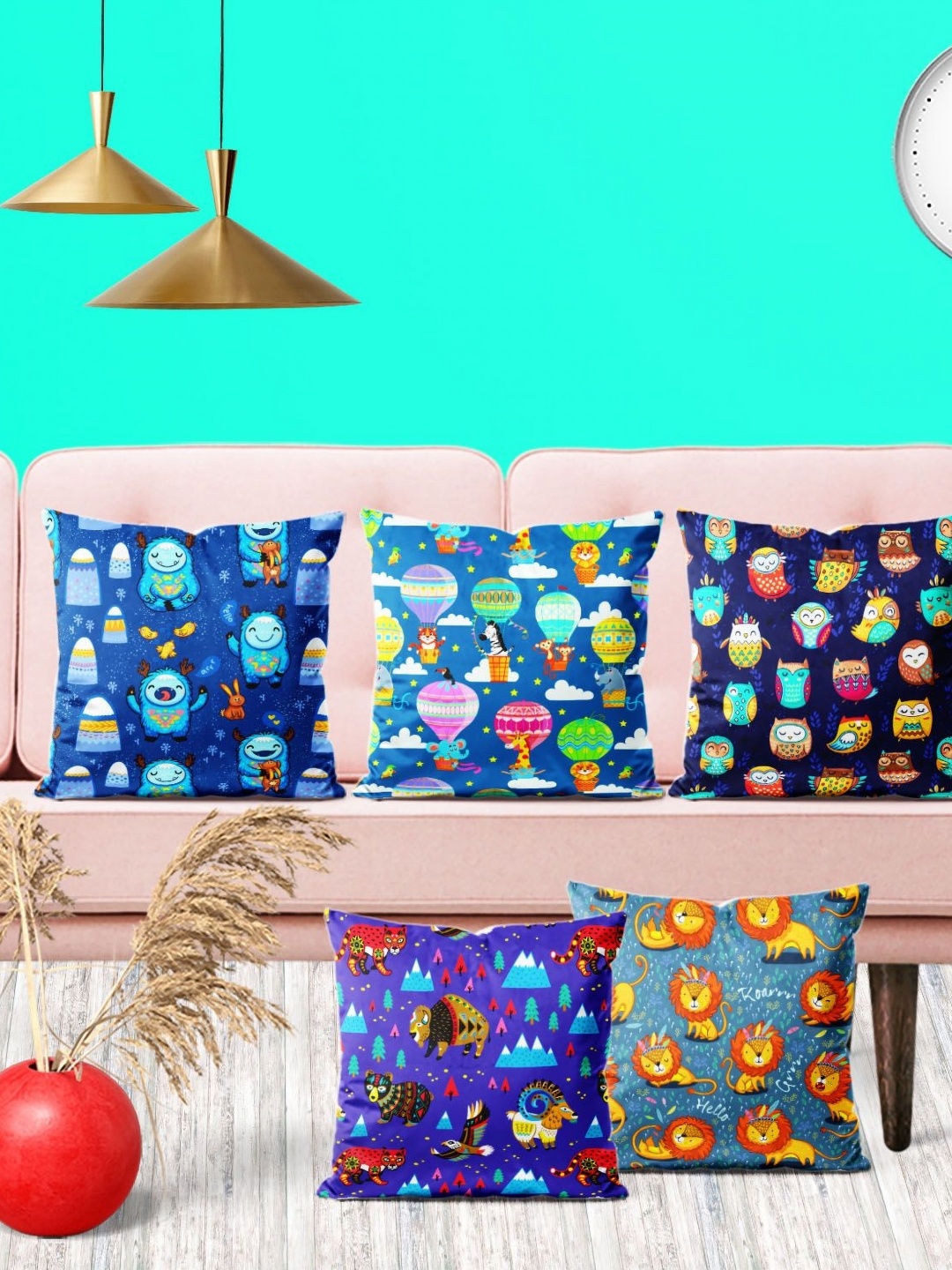 

ArtzFolio Multicoloured Set of 5 Square Cushion Covers, Multi