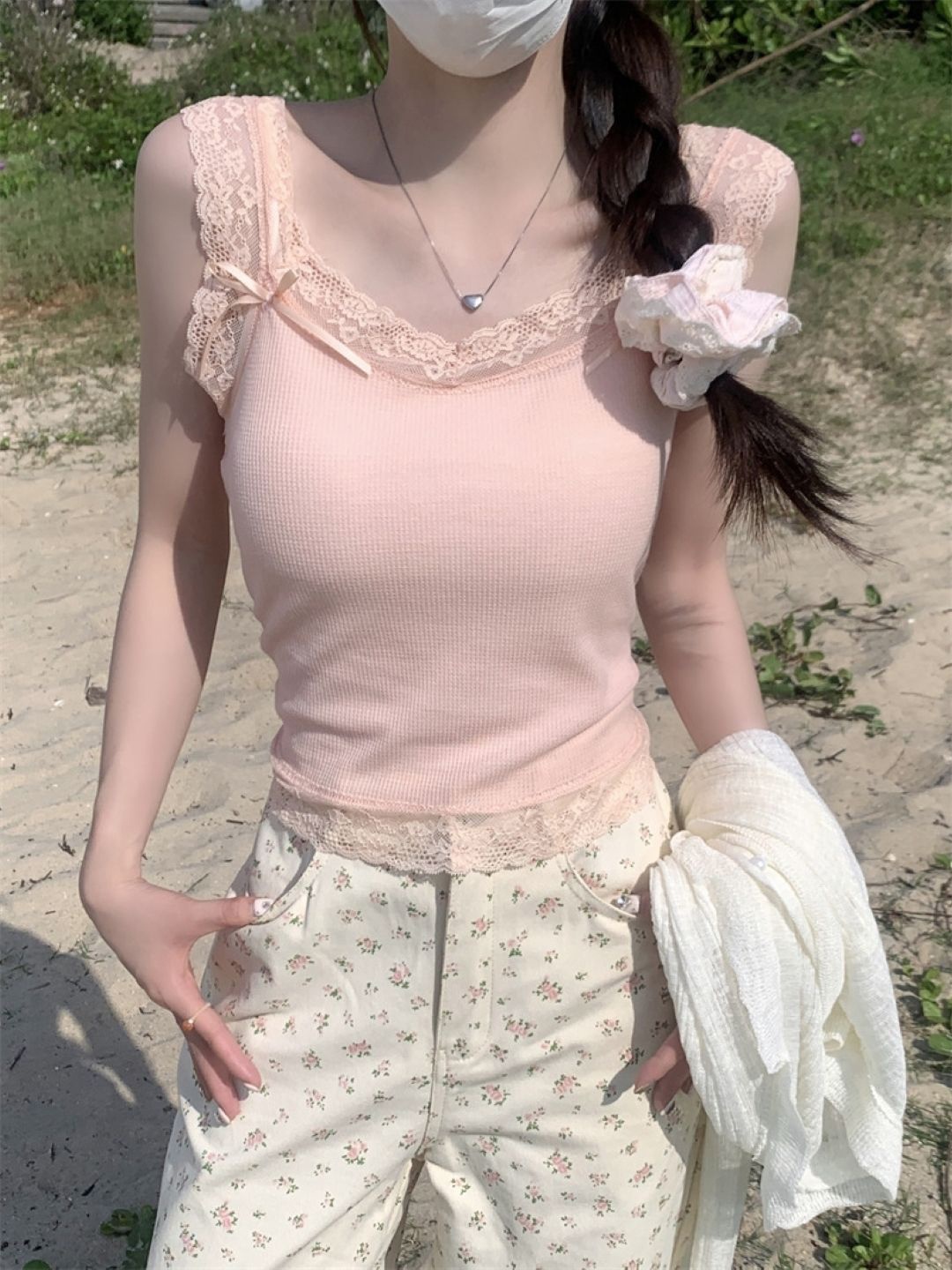 

KPOP Women Shoulder Straps Sleeveless Top, Pink
