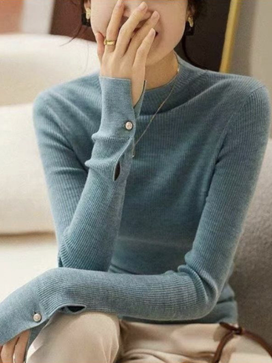 

StyleCast Women Self Design Regular Top, Blue