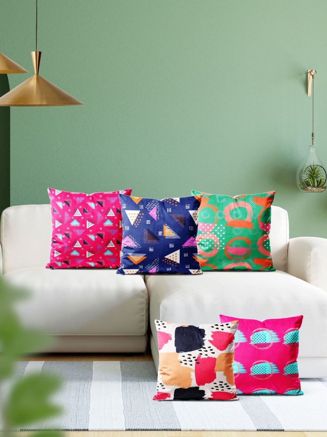 

ArtzFolio Multicoloured Set of 5 Velvet Square Cushion Covers, Multi