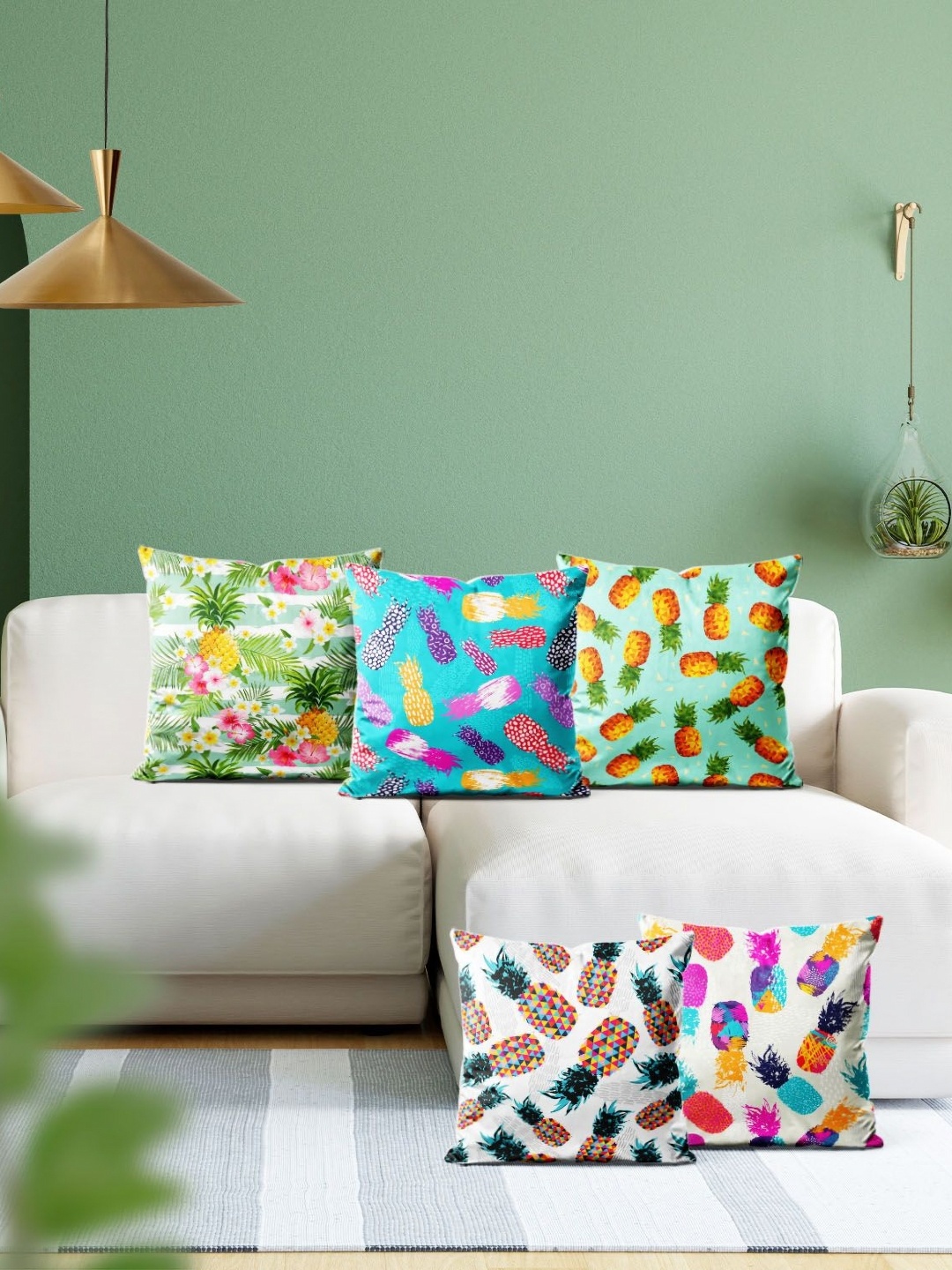 

ArtzFolio Multicoloured Set of 5 Square Cushion Covers, Multi