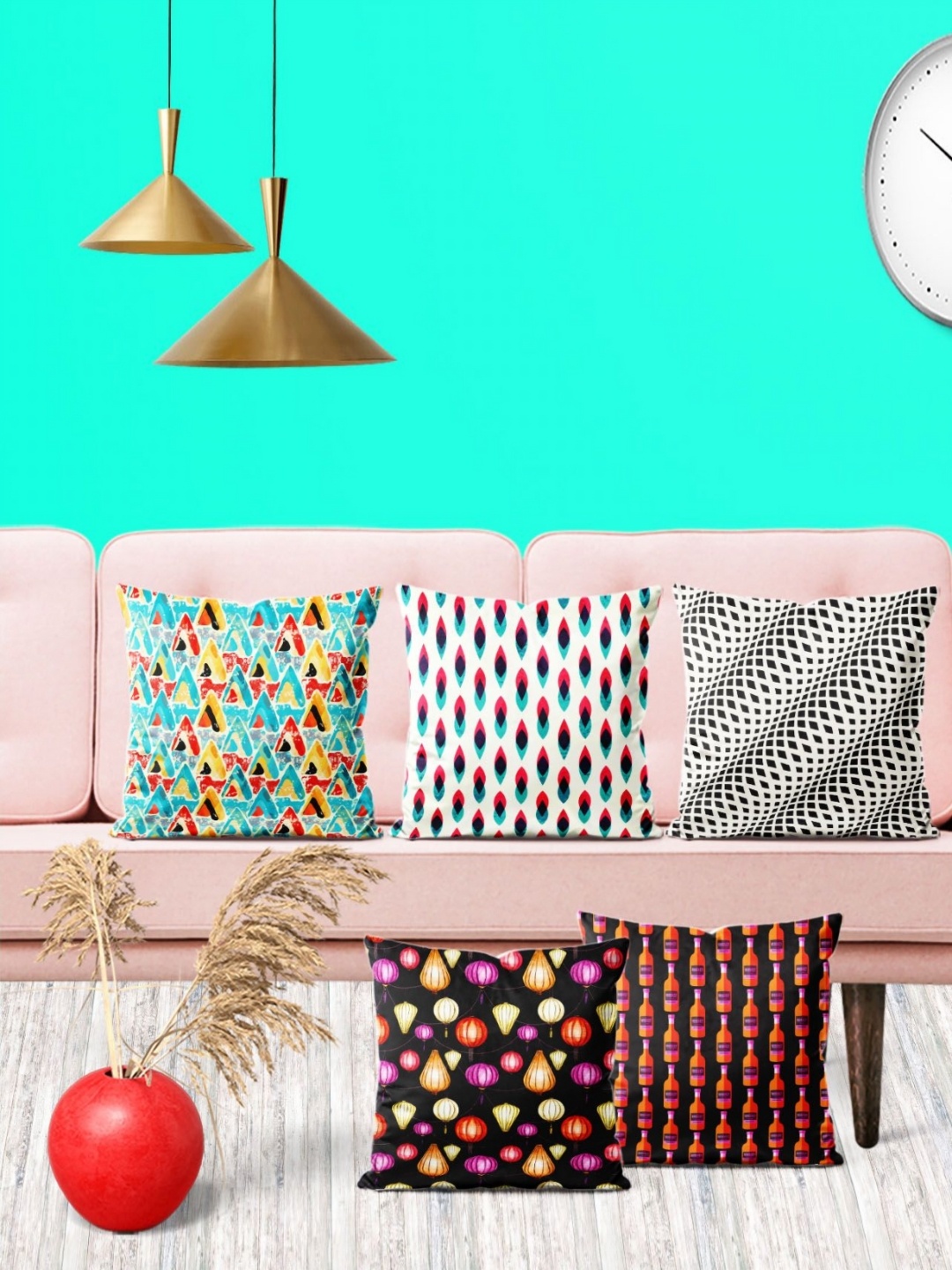 

ArtzFolio Multicoloured Set of 5 Square Cushion Covers, Multi