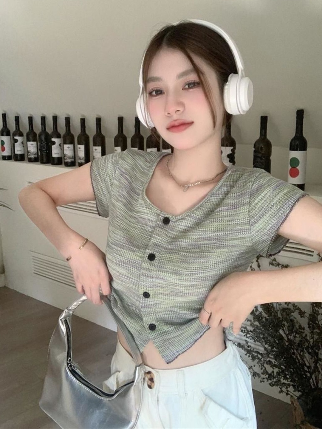 

HERE&NOW Women Scoop Neck Short Sleeves Top, Grey