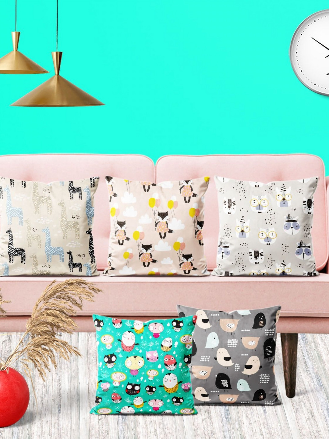 

ArtzFolio Multicoloured Set of 5 Square Cushion Covers, Multi