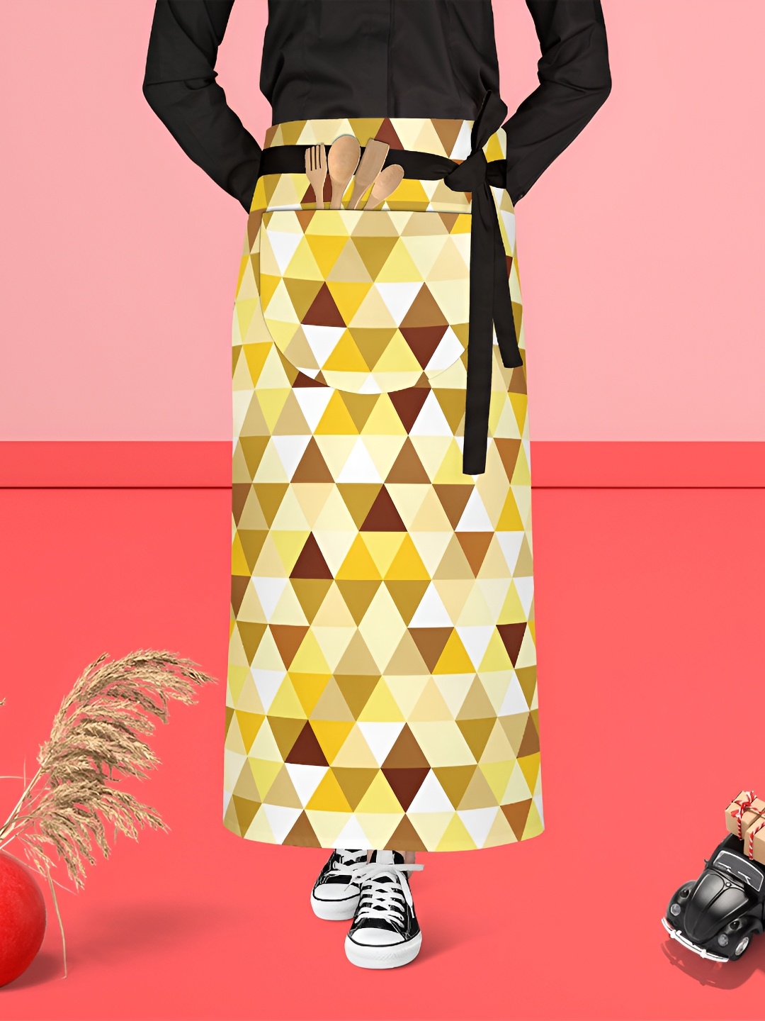 

ArtzFolio Yellow & White Printed Cotton Aprons