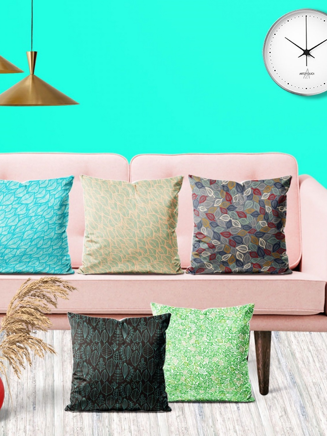 

ArtzFolio Multicoloured Set of 5 Square Cushion Covers, Multi