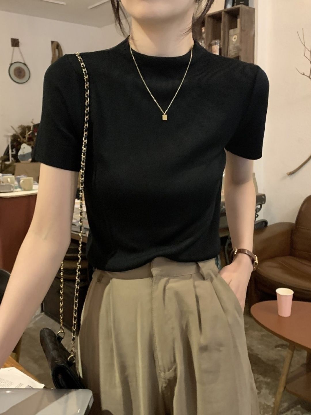 

HERE&NOW Women Solid Top, Black