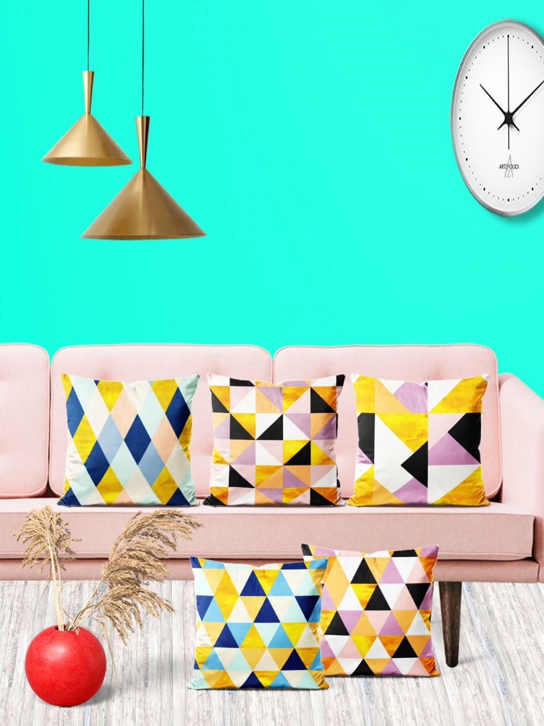 

ArtzFolio Multicoloured Set of 5 Square Cushion Covers, Multi