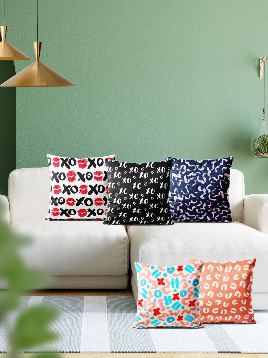 

ArtzFolio Multicoloured Set of 5 Square Cushion Covers, Multi