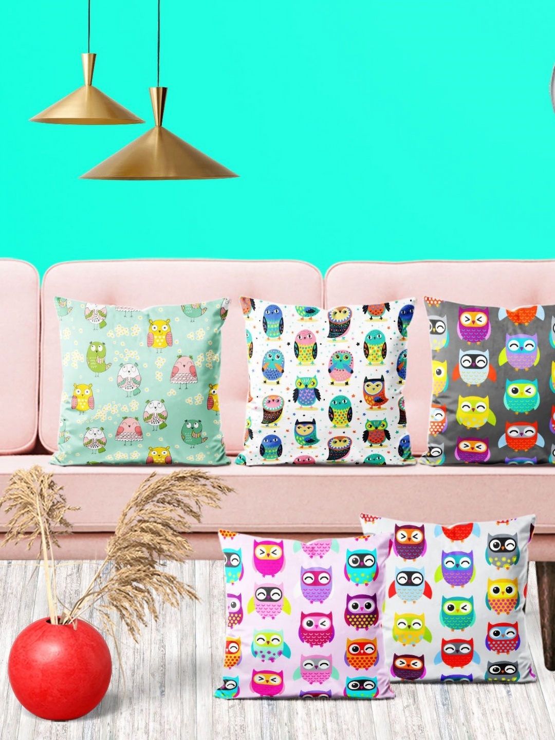 

ArtzFolio Multicoloured Set of 5 Square Cushion Covers, Multi