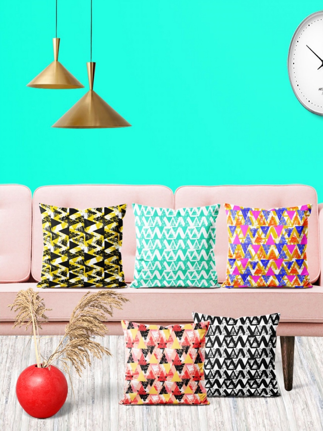 

ArtzFolio Multicoloured Set of 5 Square Cushion Covers, Multi