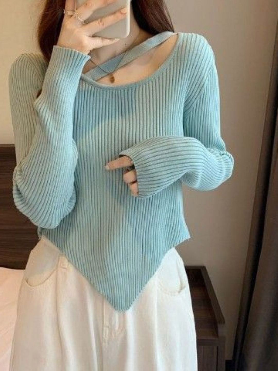 

HERE&NOW Women Vertical Stripes Striped Regular Top, Blue