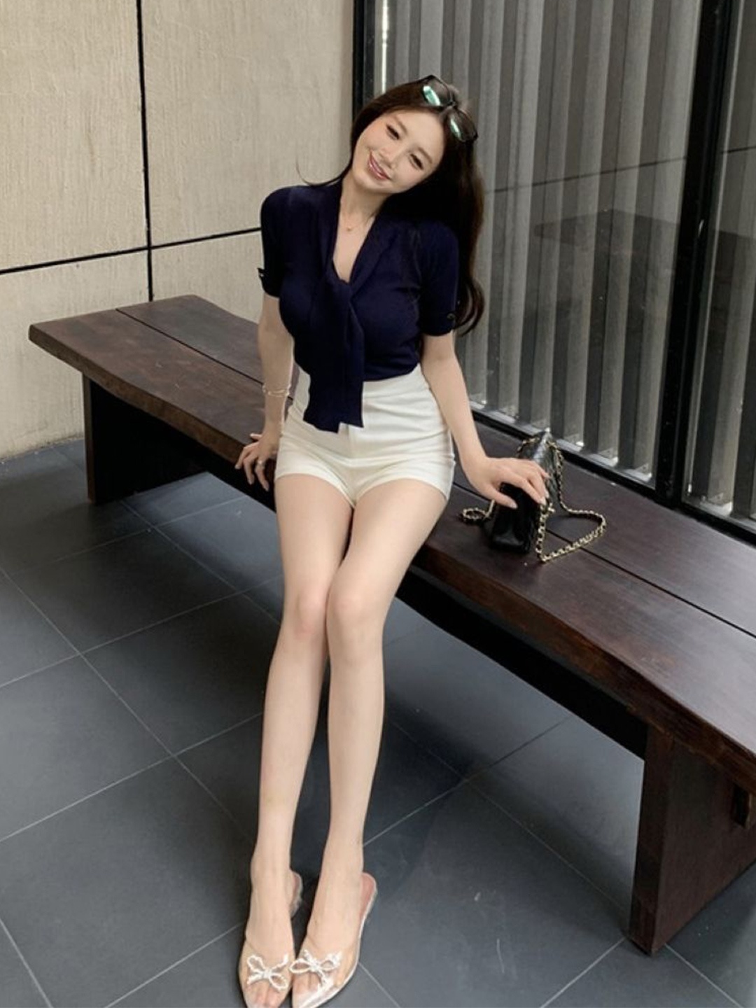 

KPOP Women Regula Tie-Up Regular Top, Black